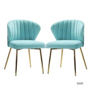 Milia Golden Legs Sage Tufted Dining Side Chair (Set of 2)