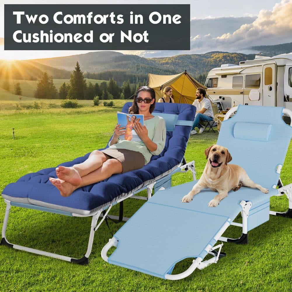 Camping Cot Folding Lay Down Lawn Chairs BOZTIY Folding Chaise