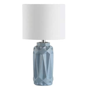 Kelesie 18 in. Light Blue Geometric Table Lamp with White Shade