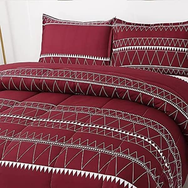 Shatex 2-Piece Red All Season Bedding Polyester Twin Size Comforter Set, Ultra Soft Elegant Bedding Comforters