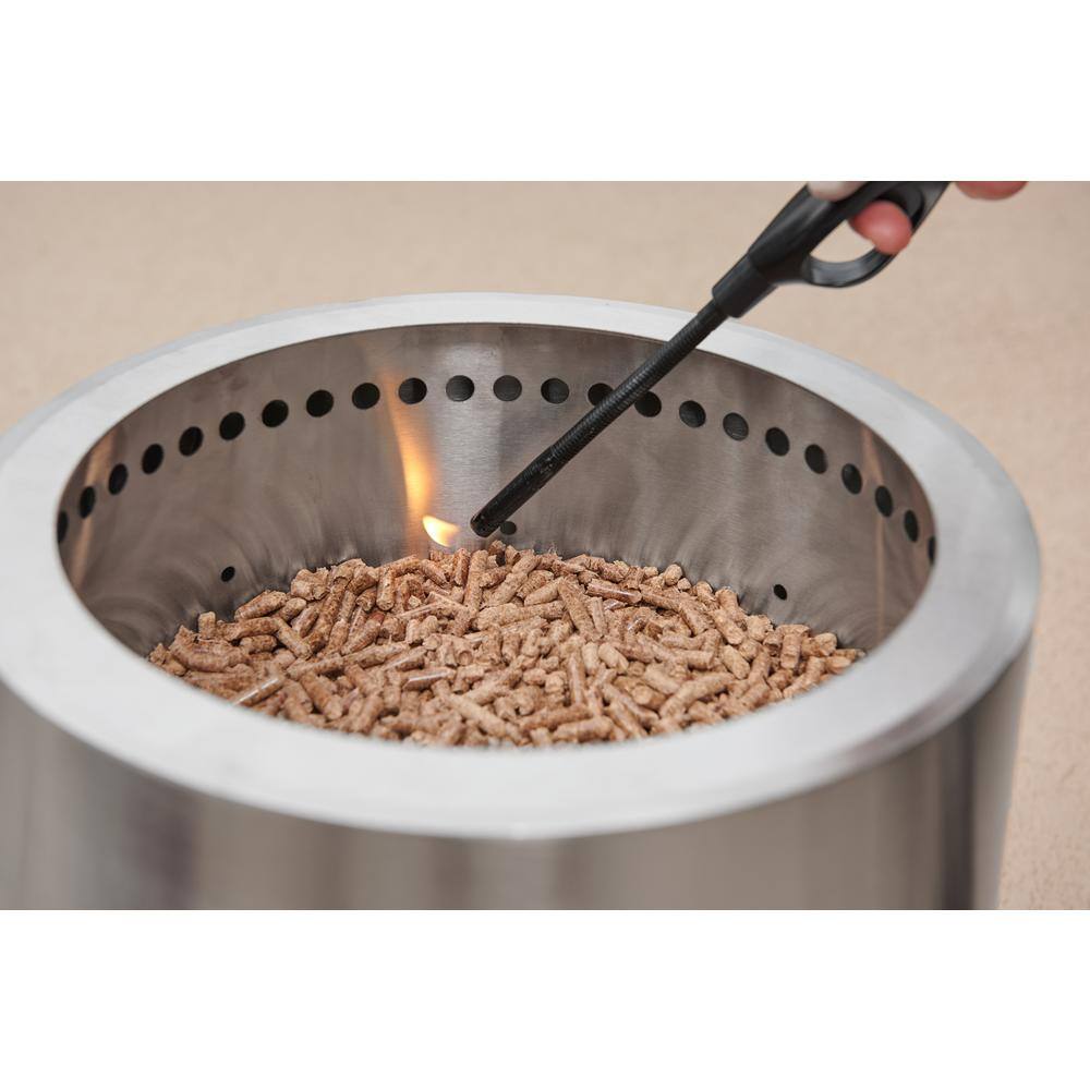 Flame Genie FG-16-SS Steel Alloy Wood Pellet 13.5 Inch Diameter Outdoor Fire Pit w/Clean Burning Gravitational Afterburner System, Stainless Steel