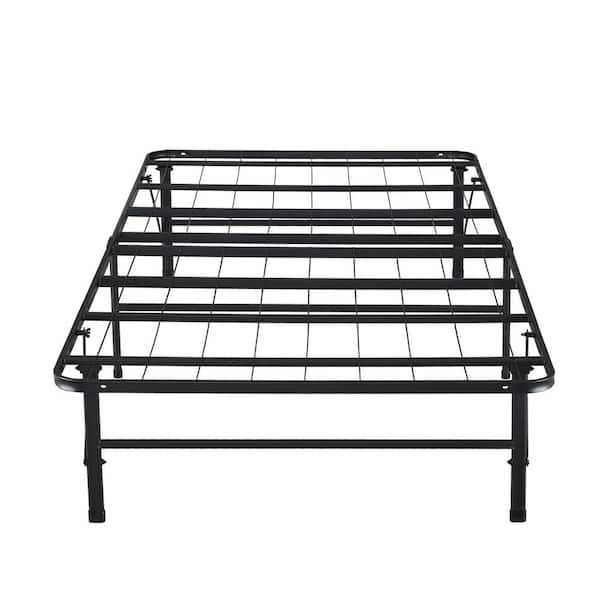 HOMESTOCK Black Metal Frame Twin XL Platform Bed with Steel Metal Slats
