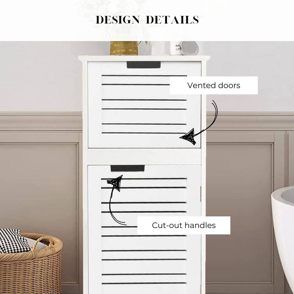 White MDF Bathroom Storage Cabinet with Vented Door and Drawer