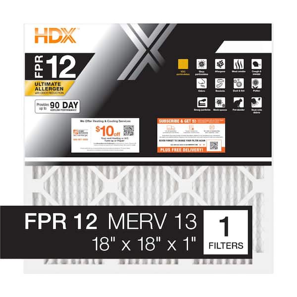HDX 18 in. x 18 in. x 1 in. Elite Allergen Pleated Air Filter FPR 12, MERV 13