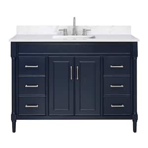 Bristol 49 in. W. x 22 in. D x 35 in. H Single sink Bath Vanity Combo in Navy Blue finish with Cala White Engineered Top