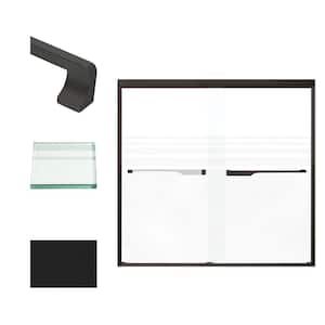 Frederick 59 in. W x 58 in. H Sliding Semi-Frameless Shower Door in Matte Black with Frosted Glass