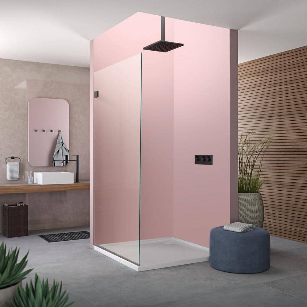 36" x 60" Clear Glass Frameless Shower Door with Brushed Nickel Finish