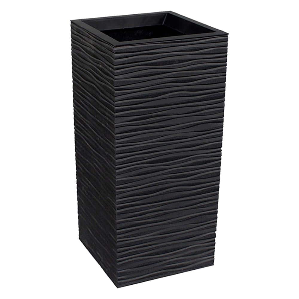 Vigoro Serenity 13.5 in. x 26 in. Slate Rubber Self-Watering Decorative Pot MT5100220