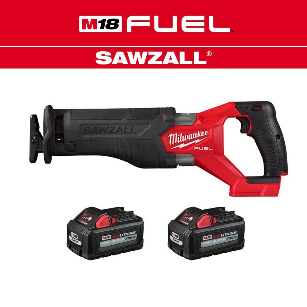 Milwaukee M18 FUEL GEN-2 18V Lithium-Ion Brushless Cordless SAWZALL  Reciprocating Saw w/(2) 6.0 Ah Batteries 2821-20-48-11-1862 The Home Depot
