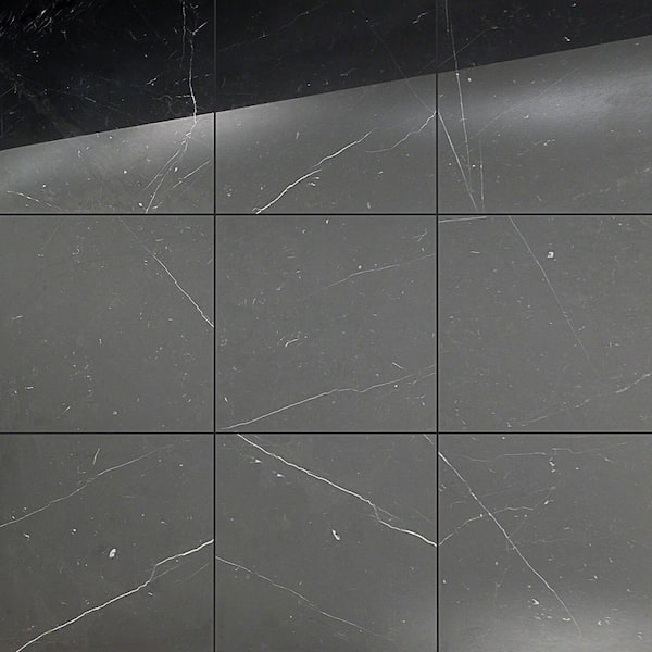 Black Marquina Polished Marble Wall and Floor Tile - 12 x 24 in.