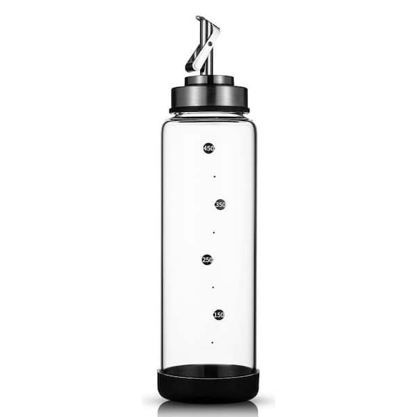 17oz. Borosilicate Glass Clear Olive Oil Dispenser Bottle with Stainless Steel Spout Leakproof