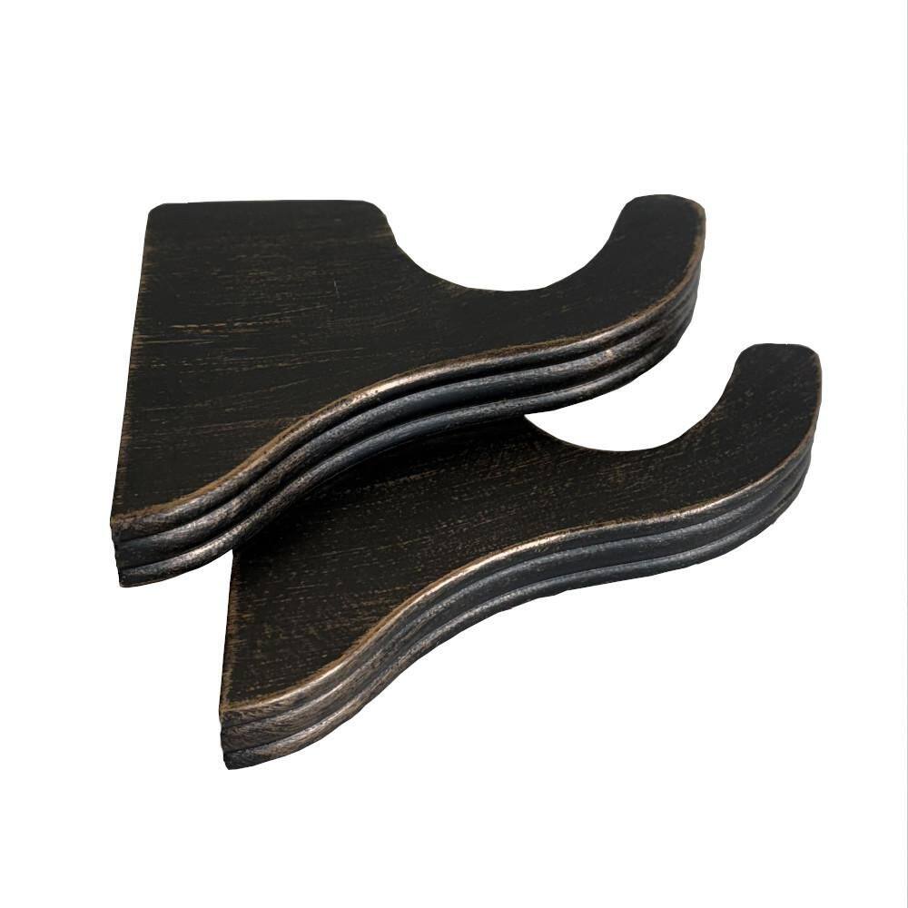 Mix and Match Antique Bronze Wood Single 5.25 in. Projection Curtain Rod Bracket (Set of 2 for 2 in. Dia Rod)