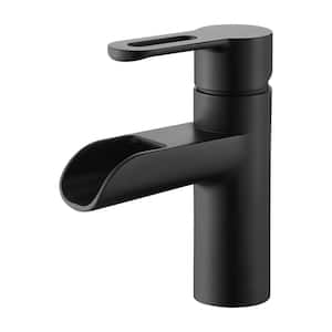 Waterfall Single Hole Single-Handle Bathroom Faucet in Matte Black