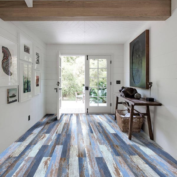 Hydrostop Old Blue Sea 6.5 mm-22 MIL x 9 in. W x 60 in. L Waterproof Click Luxury Vinyl Flooring (22.44 sq. ft./case)