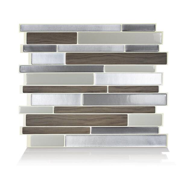 smart tiles Milano Argento Grey 11.55 in. W x 9.63 in. H Peel and Stick Self-Adhesive Mosaic Wall Tile Backsplash (6-Pack)