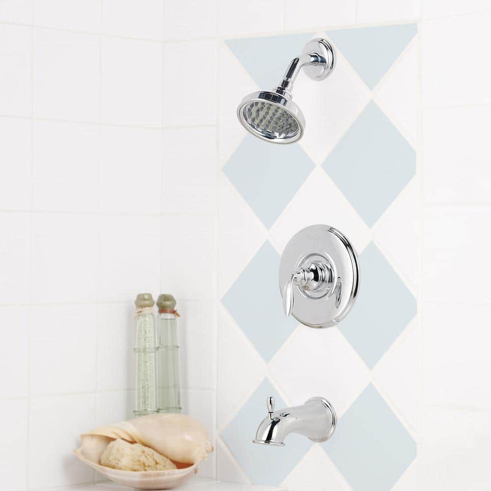 Polished Chrome Wall Mounted Tub and Shower Faucet Set