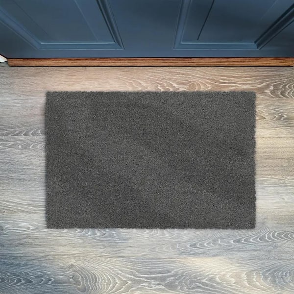Evideco Sheltered Front Door Mat Coir Coco Fibers Rug 13 in. x 24 in. Grey