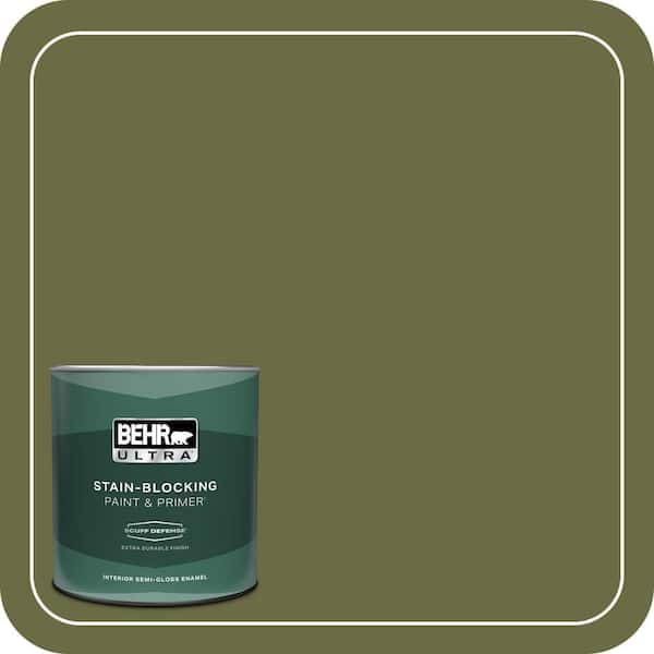 BEHR ULTRA 1 qt. Home Decorators Collection #HDC-CL-20 Portsmouth Olive Extra Durable Semi-Gloss Enamel Interior Paint & Primer