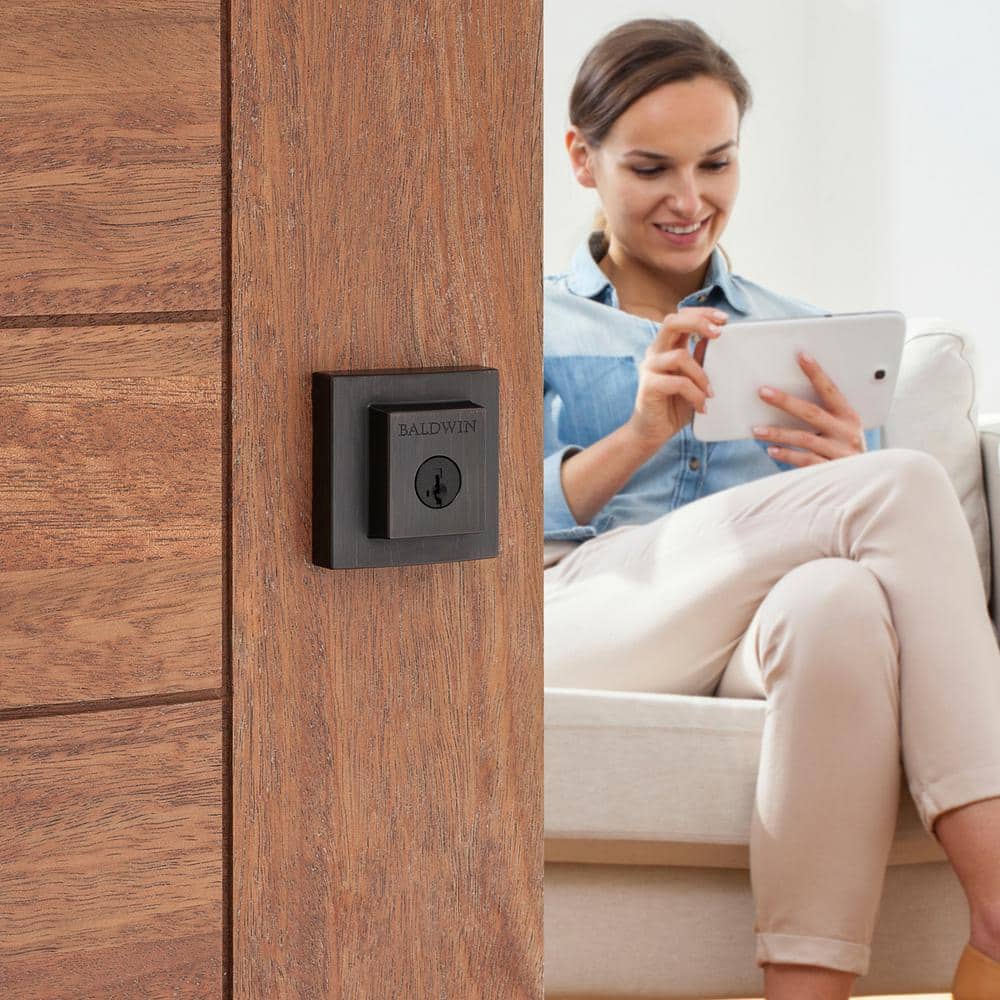Venetian Bronze Square Single Cylinder Deadbolt with SmartKey Security