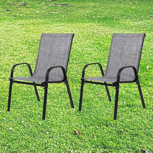 cenadinz 2-Piece Metal Outdoor Recliner with Armrest/High Backrest in Grey