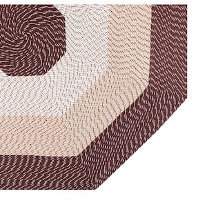 Country Stripe Braid Collection Brown Stripe 96" Octagonal 100% Polypropylene Reversible Area Rug