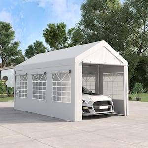 10 ft. x 20 ft. Party Tent and Carport, Height Adjustable Portable Garage, Canopy 8 Legs with Sidewalls for Car, Garden