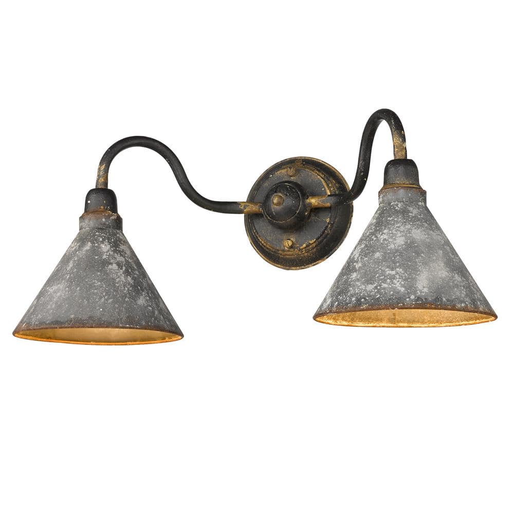 Jasper 5.6 in. Galvanized Steel 2-Light Vanity Light with Galvanized Steel Shade price history on PriceWatchPro