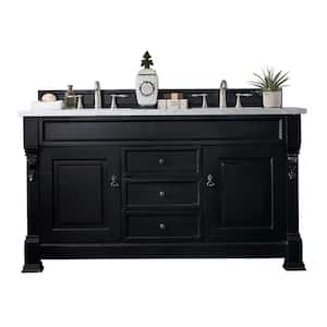 Brookfield 60 in. W x 23.5 in. D x 34.3 in. H Bath Double Vanity Cabinet in Antique Black with top in Arctic Fall