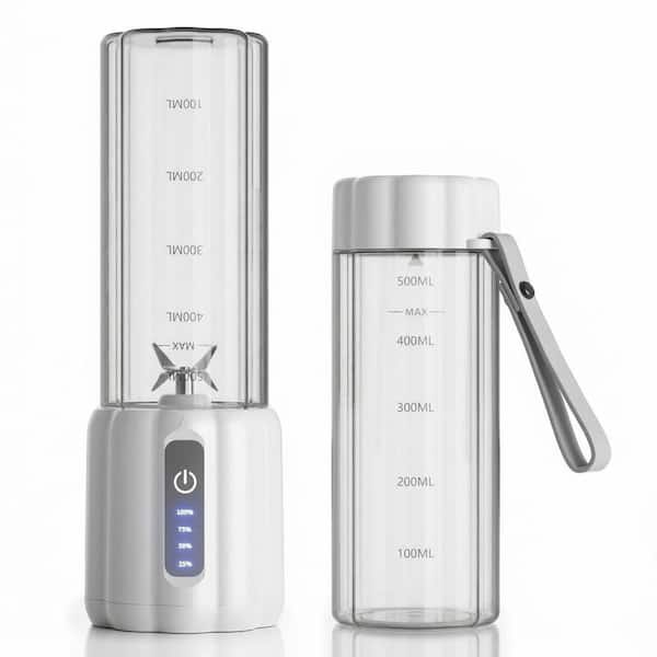 White 17 oz. Plastic Personal Blender Portable Smoothie Maker 6 Stainless Steel Blades LED Display