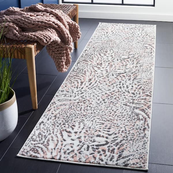 Amsterdam Ivory/Blush 2 ft. x 8 ft. Animal Print Runner Rug