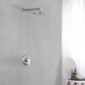 Boger 1-Spray Patterns with 1.8 GPM 9 in. Wall Mount Rain Fixed Shower Head in Brushed Nickel