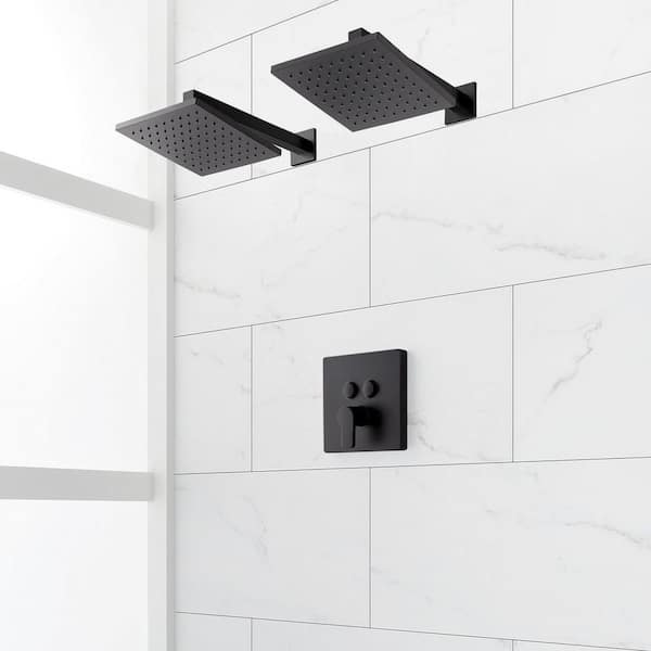 SIGNATURE HARDWARE Hibiscus Single Handle 1-Spray Shower Faucet 1.8 GPM with Pressure Balanced in. Matte Black