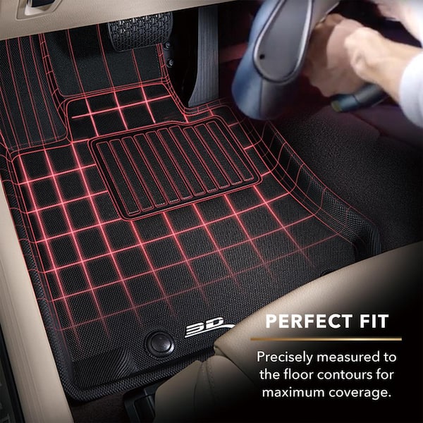 3D MAXpider 2021-2023 Fits Tesla Model Y Kagu Carbon Fiber Embossed Pattern 7 Seat 1st 2nd 3rd Row Black Floor Mat L1TL03601509