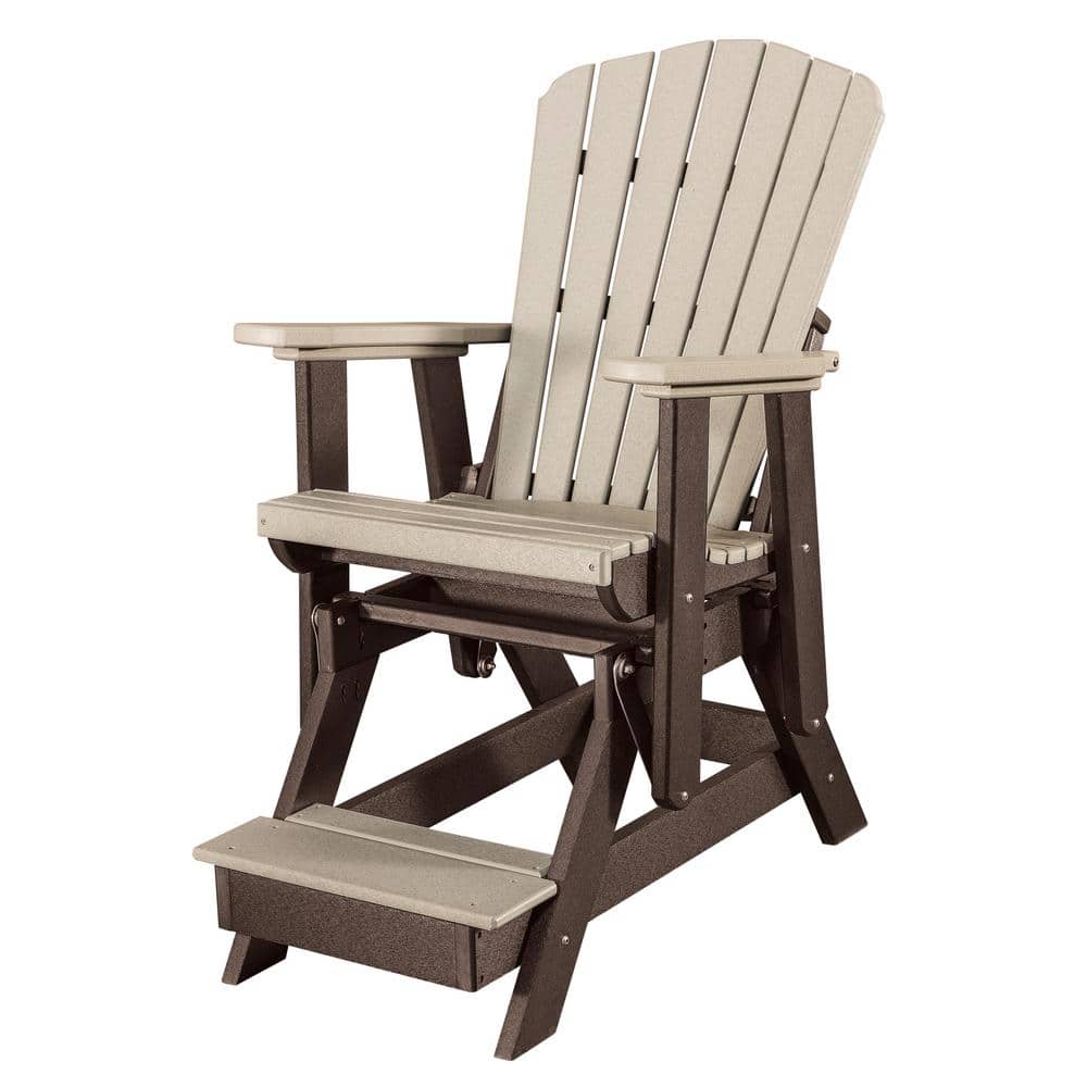 All Poly 27 in. 1-Person Tudor Brown Frame Poly Resin Outdoor Fan Back Balc