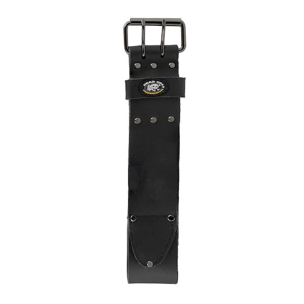 DEAD ON TOOLS 3 in. Wide Oil Tan Tool Belt in Black Saddle Leather with Double Tongue Roller Buckle
