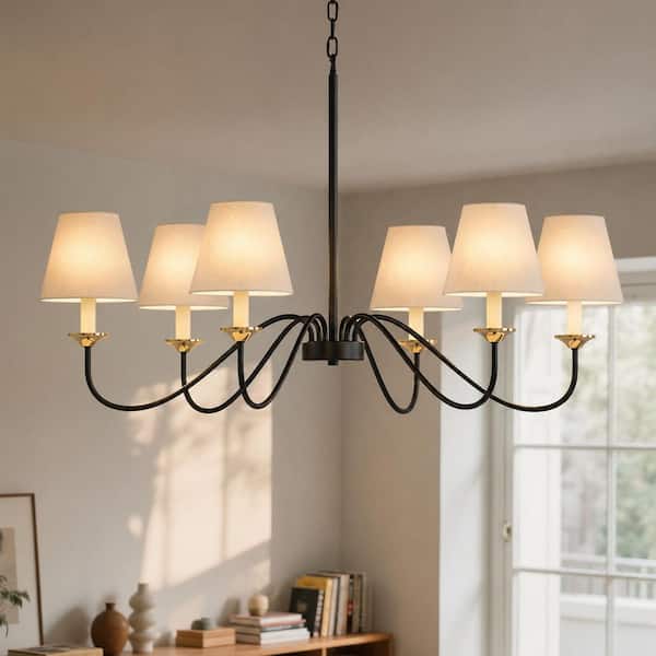 うー Novelbright BRIGHT1、Chandelier YANSUN 6-Light Black Traditional Candle Chandelier, Dining Room