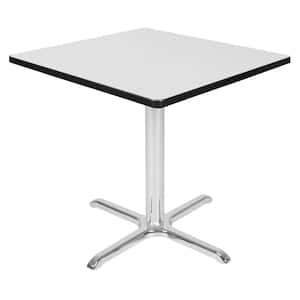 Eiss 32 in. Square White and Chrome Composite Wood X-Base Table (Seats 4)