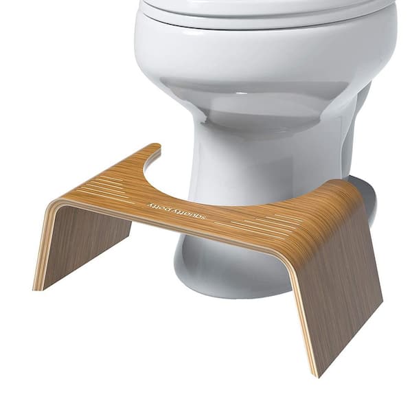 Squatty Potty The Original Bathroom Toilet Stool - Slim Teak Finish, 7 inch  Height