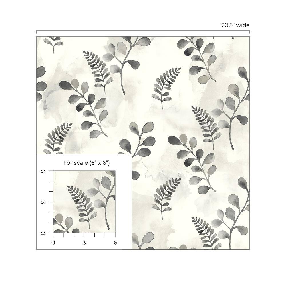 Steel Grey Botanical Self-Adhesive Vinyl Wallpaper Roll