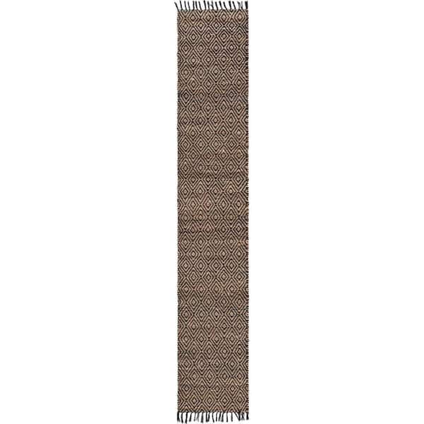 Chunky Jute Assam Black 2' 2 x 12' 0 Area Rug