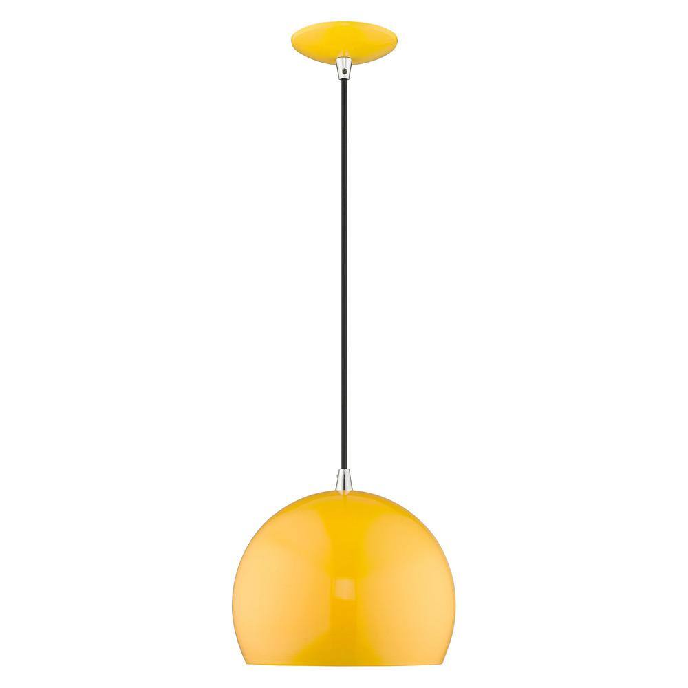 Sleek Curve Mini Pendant in Shiny Orange with White Interior
