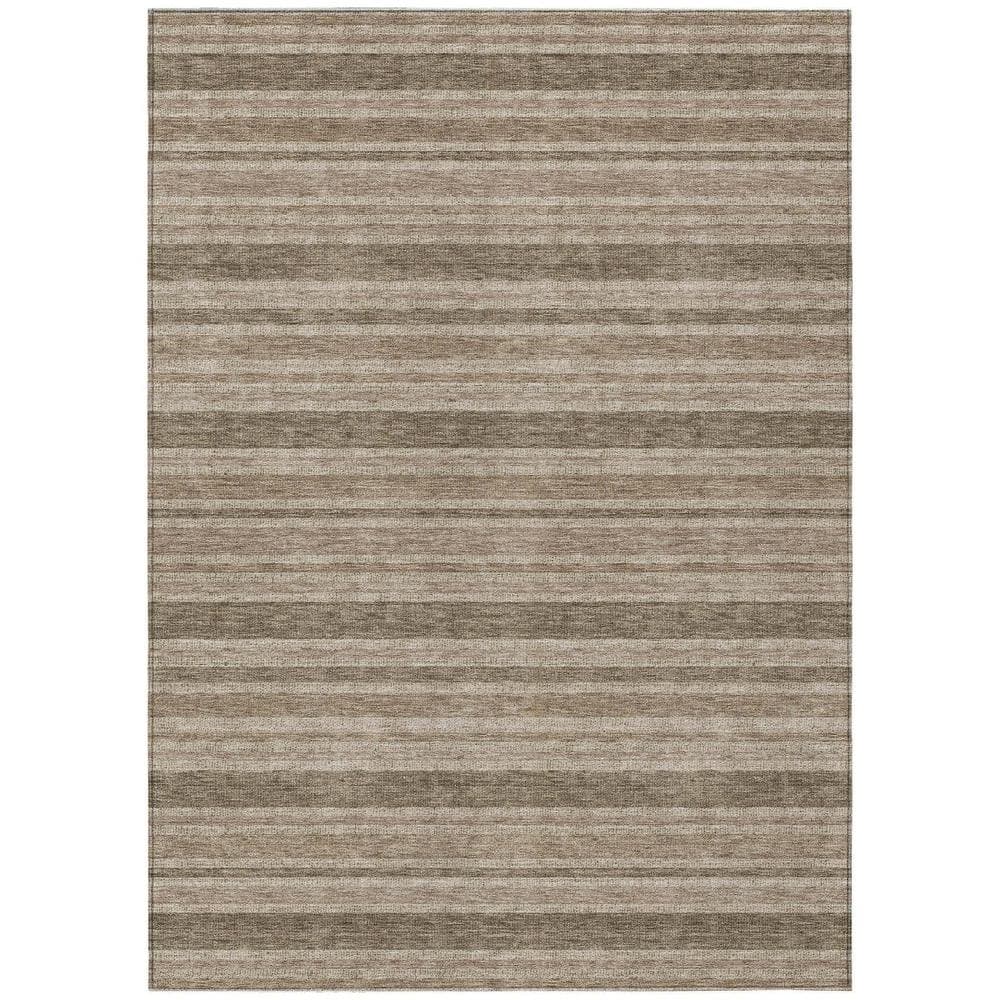 Taupe 3 ft. x 5 ft. Woven Striped Polyester Rectangle Indoor/Outdoor Area Rug price history on PriceWatchPro