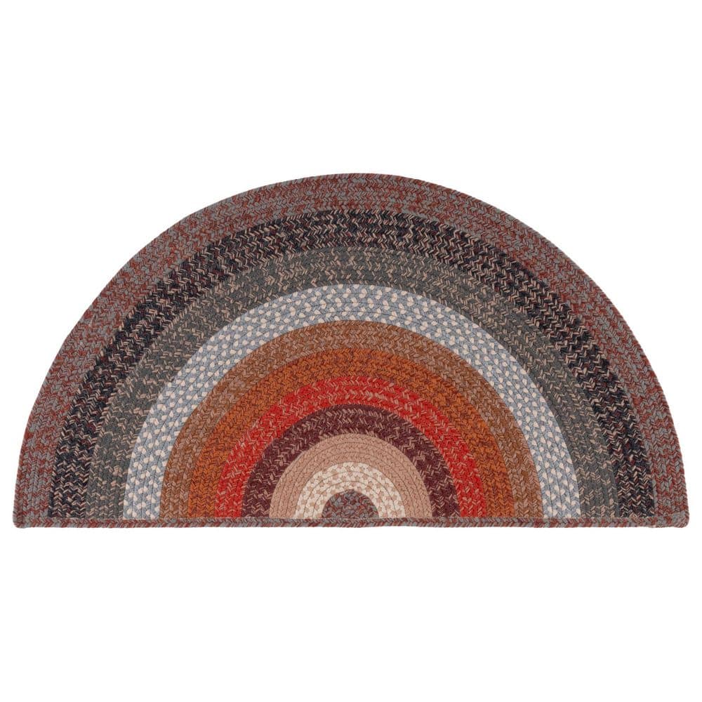 SAFAVIEH Braided Brown/Rust 2 ft. x 4 ft. Machine Washable Multicolor ...