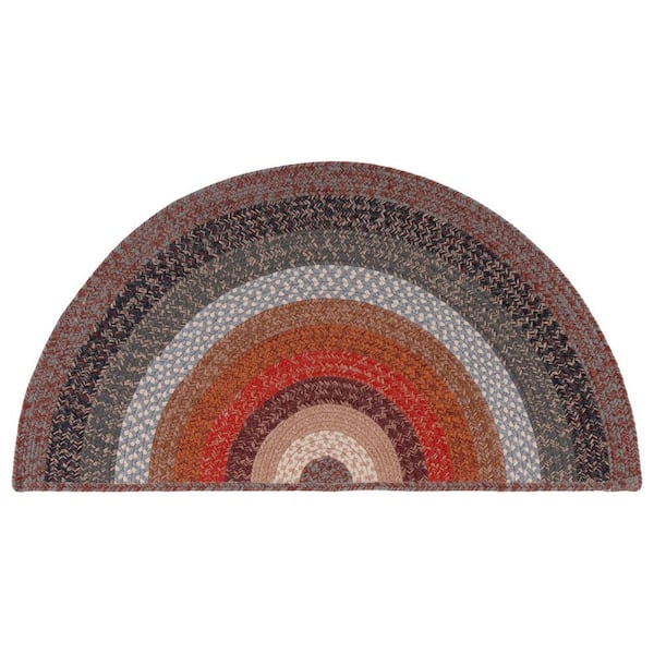 Braided Brown/Rust 2 ft. x 4 ft. Machine Washable Multicolor Striped Specialty Area Rug