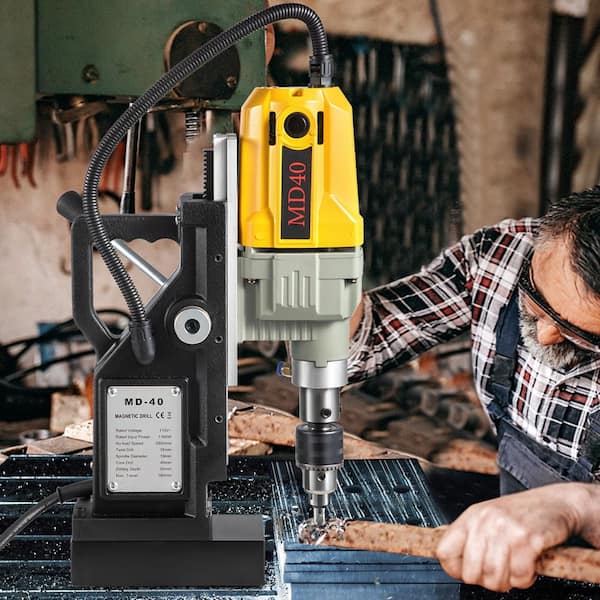 Magnetic Drill, 1100 W 1.57 in. Boring Diameter, Electric Mag Drill Press with 7 Bits, 580 RPM Max Speed 2025 update