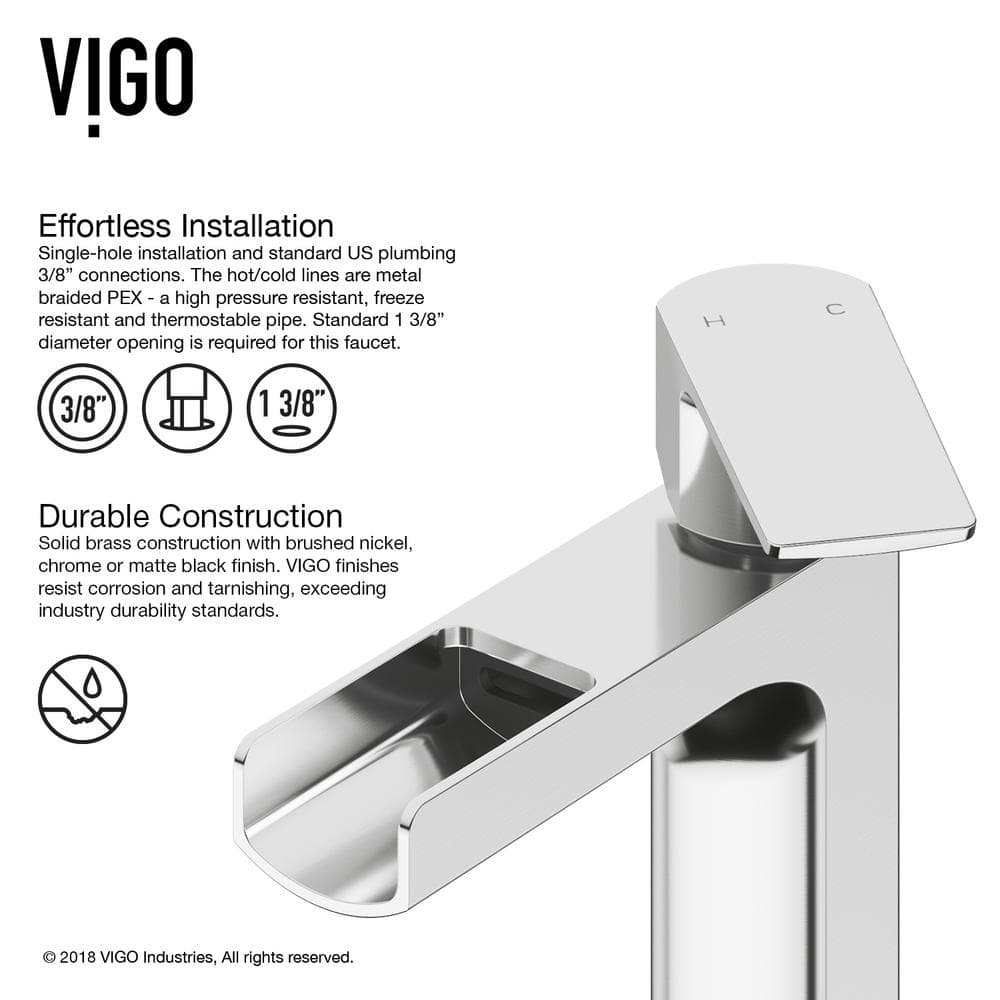 Amada Chrome Single Handle Vessel Sink Faucet