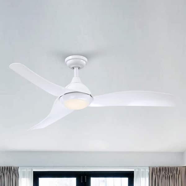 Parrot Uncle 52 in. Indoor Propeller Modern Integrated LED White Ceiling Fan with Light and Remote Control
