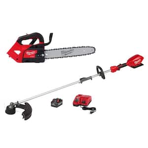 M18 FUEL 14 in. Top Handle 18V Lithium-Ion Brushless Cordless Chainsaw w/ String Trimmer, 8.0 Ah Battery, Charger