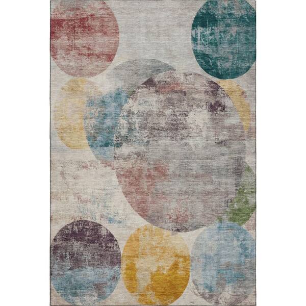 Mayfield Premium Machine Washable Abstract AMF2381 Putty 9 ft. x 12 ft. Area Rug