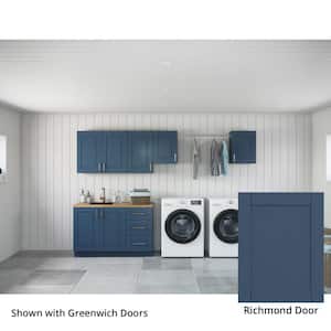 Richmond Valencia Blue Plywood Shaker Stock Ready to Assemble Kitchen-Laundry Cabinet Kit 24 in. x 84 in. x 128 in.